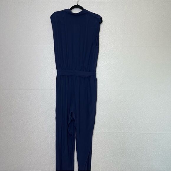 Boden Rebecca Navy Viscose Button Front Jumpsuit 16R - Picture 6 of 6